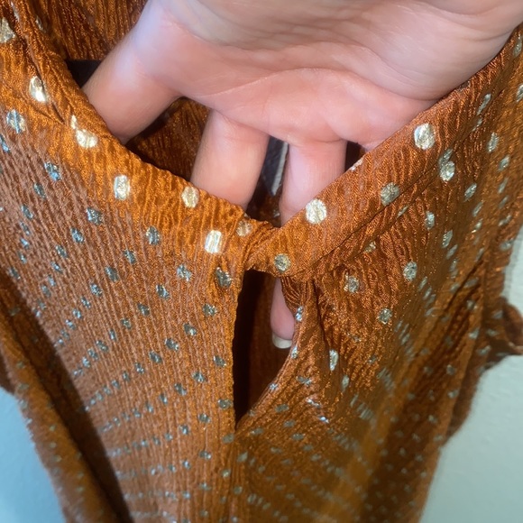 Anthropologie Lennox Gold Polka Dot Halter Top - Picture 5 of 7